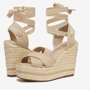 Sam Edelman Vaughn Open Toe Wedges Tan